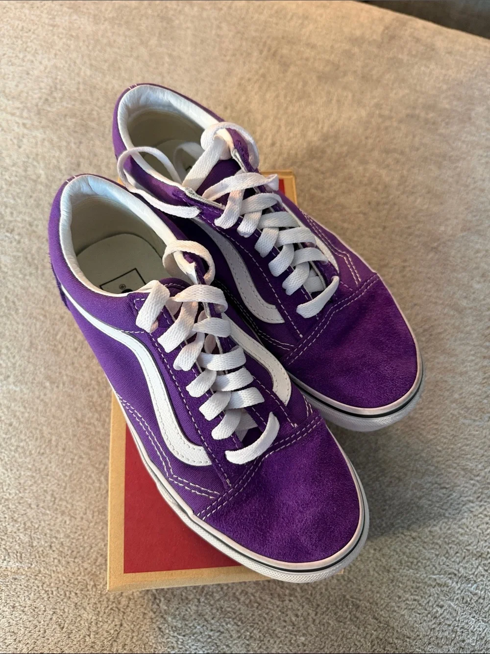 Vans Purple Suede Old Skool Sneakers with White Stripe